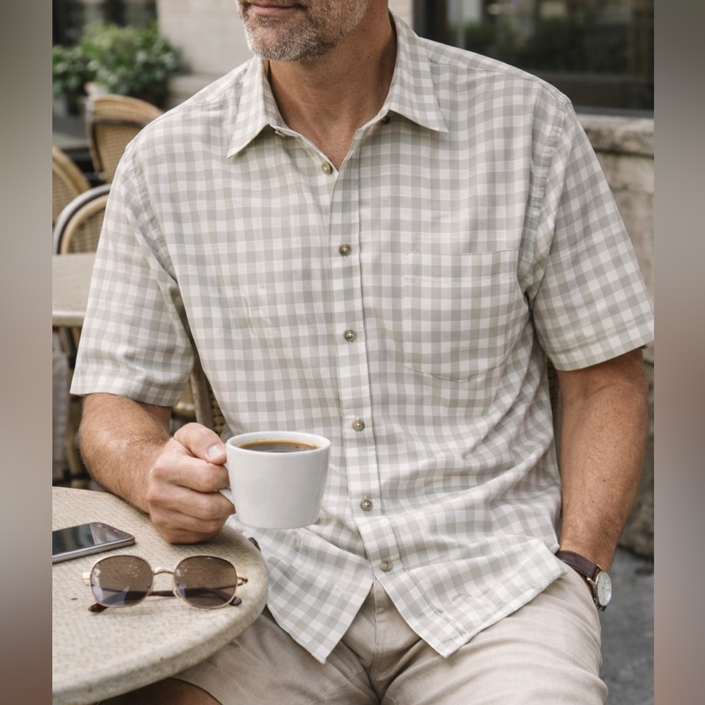 Hart Schaffner Marx Italian Cotton Plaid Shirt Mens Large Luxury Button Up